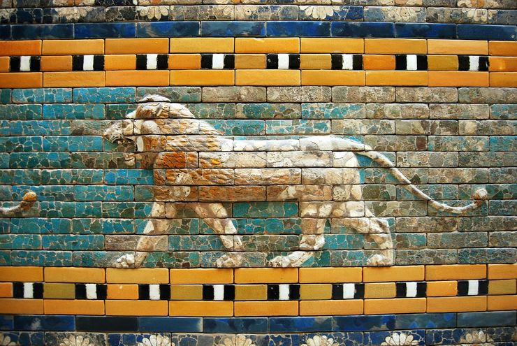 Part of the mosaic tile work of the Ishtar Gate at the Pergamon Museum
