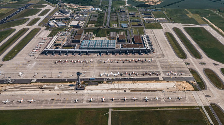 Aerial view of the new Berlin Brandenburg Airport