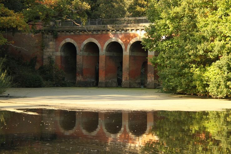 Arched Viaduct Crosses a Pond In Beautiful Hampstead Heath