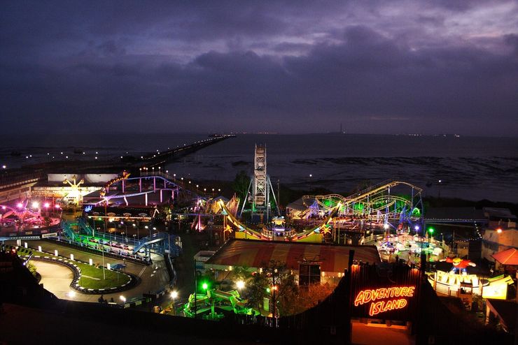 Colourful Lights of Adventure Island at Night