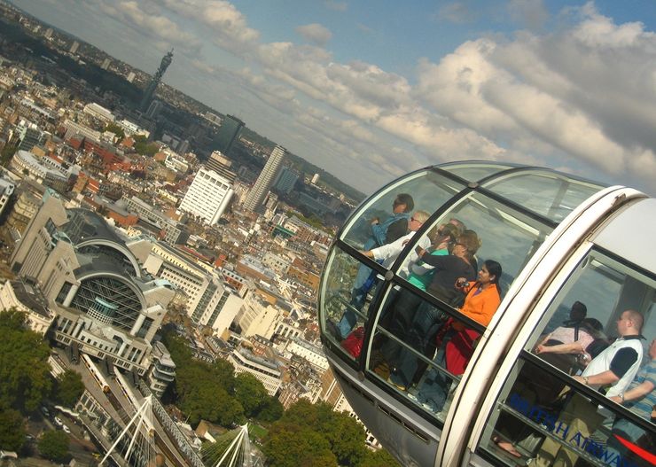 Passengers Enjoying the Great View from the top of the London Eye