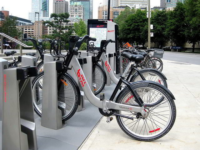 BIXI Bike rental station and kiosk