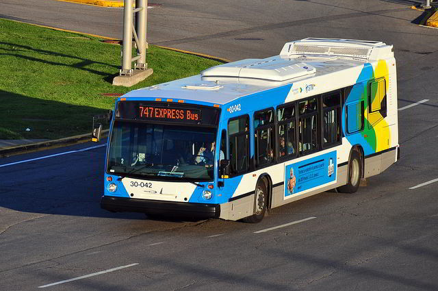 The 747 Airport Express Bus may well be your first introducion to the Montreal Transit System