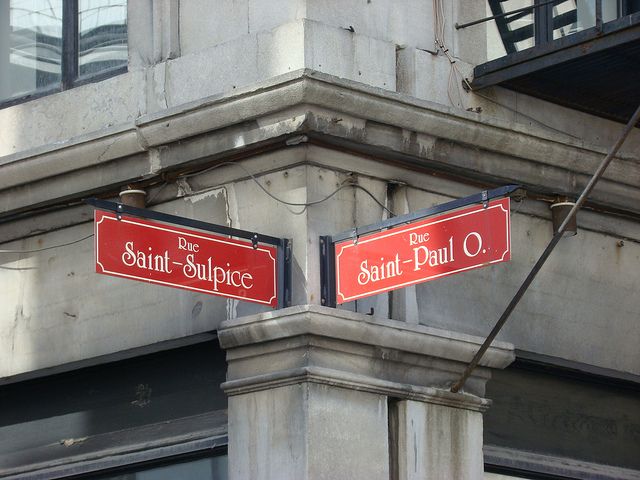 Street signage in Old Montreal