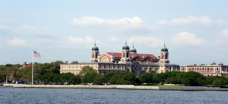 View of Ellis Island Immigration Museum from Ferry