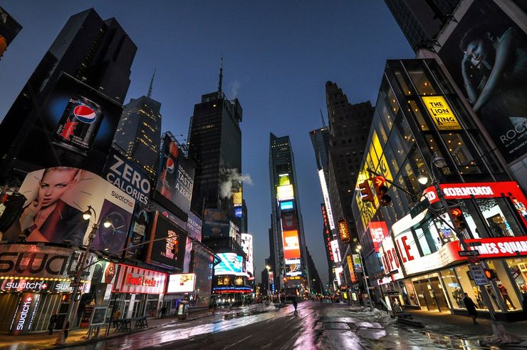 New York's Iconic Times Square at the break of dawn