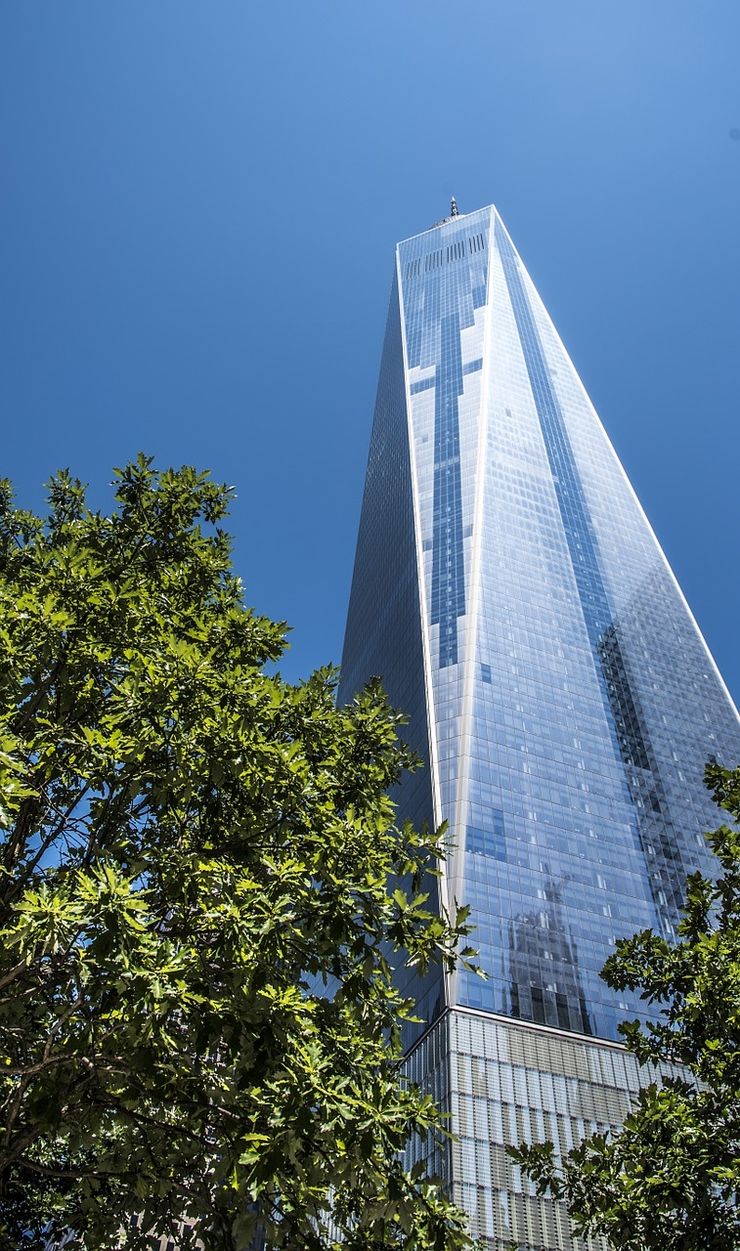 Looking up at One World Trade Center from below