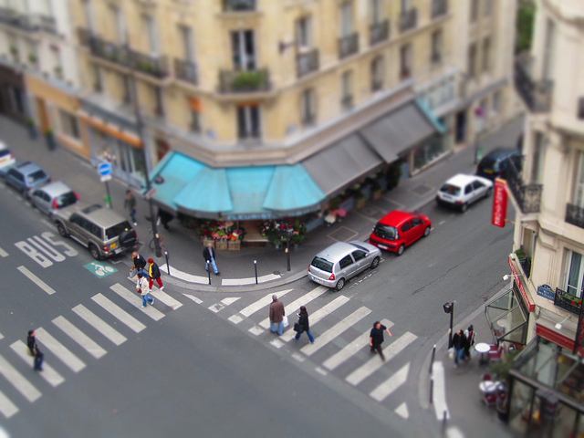 Close up of a Paris street corner in France Miniature