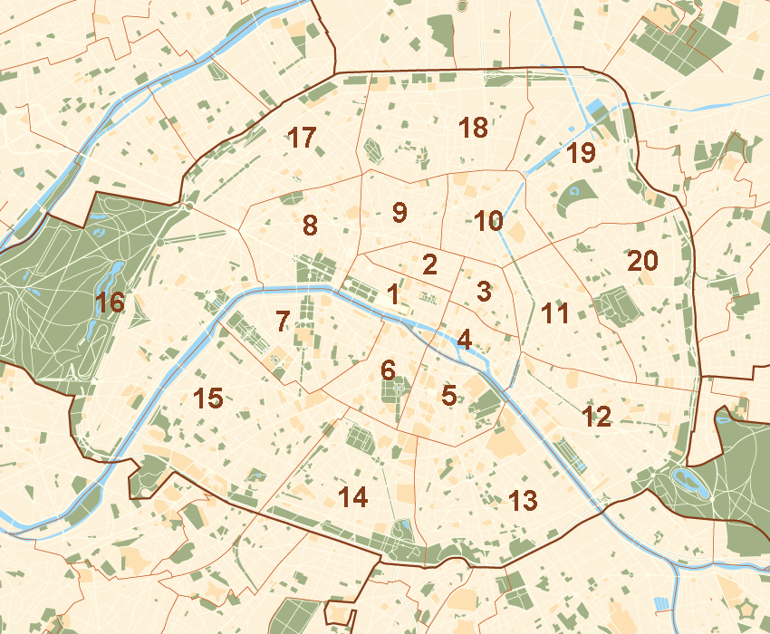 Layout of the 20 Arrondissements in Paris