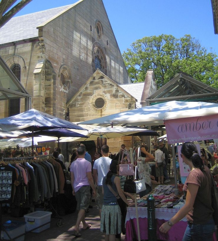 Shoppers browse the wide range of goods at Paddington Markets