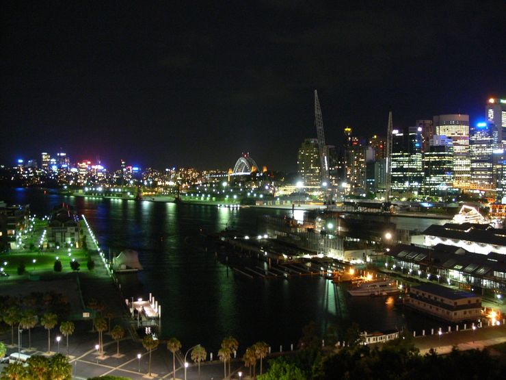 The lights of Sydney at night as seen from The Star