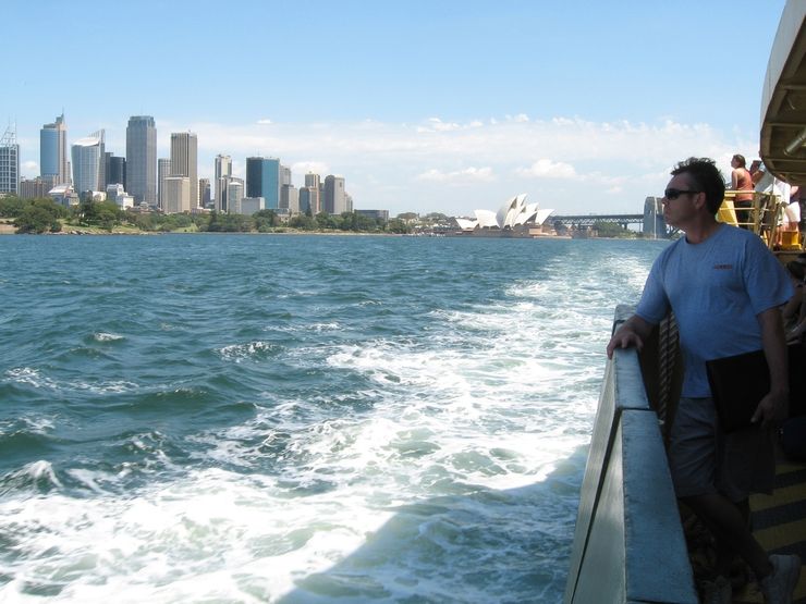 Enjoying the view from a Sydney Ferry on the way to Manly from Circular Quay