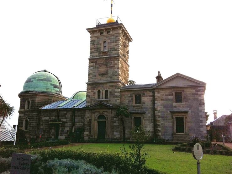 Sydney Observatory showing the time ball tower and the observatory towers