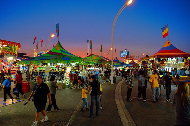 Nightfall settles in on the Midway at the CNE