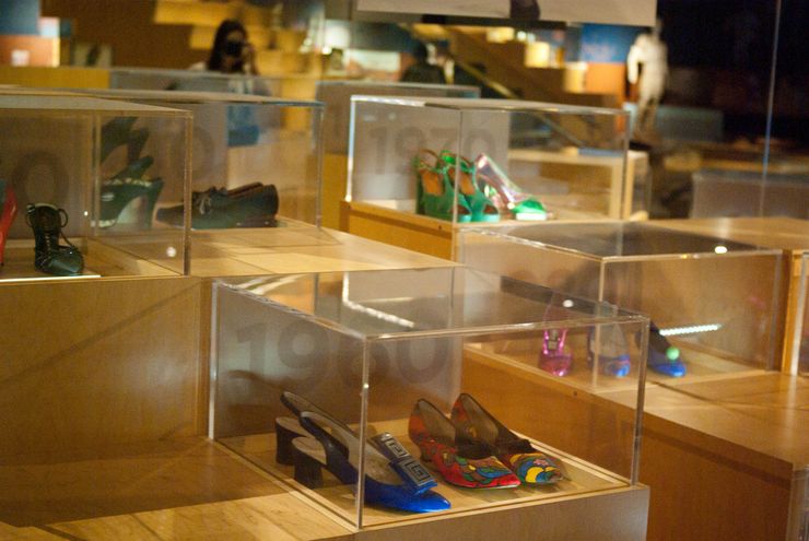 Colourful shoes on display at the Bata Shoe Museum