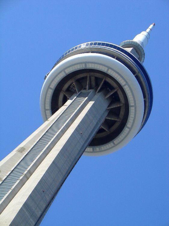 Looking up at the CN Tower near the start of our tour