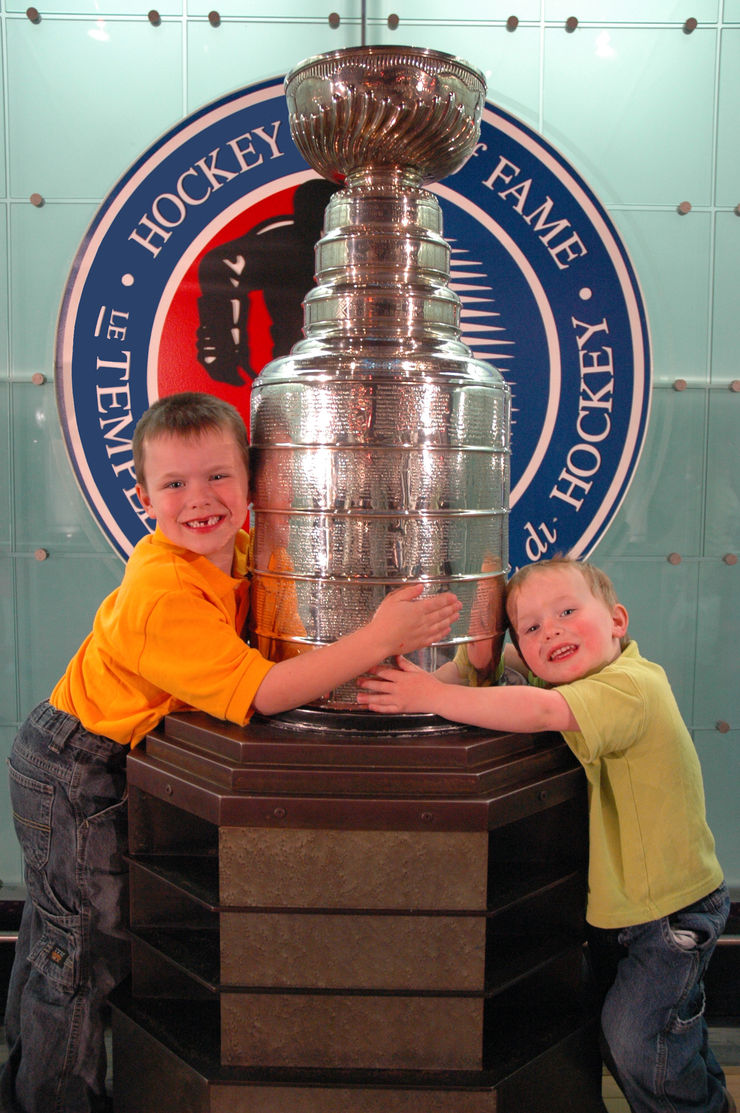 Posing with the real Stanley Cup in the Hockey Hall of Fame