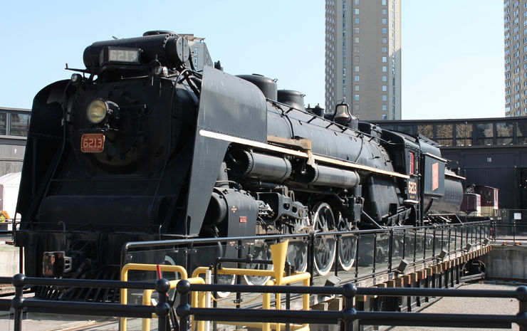Painstakingly Restored CN 6213 Steam Locomotive in Roundhouse Park