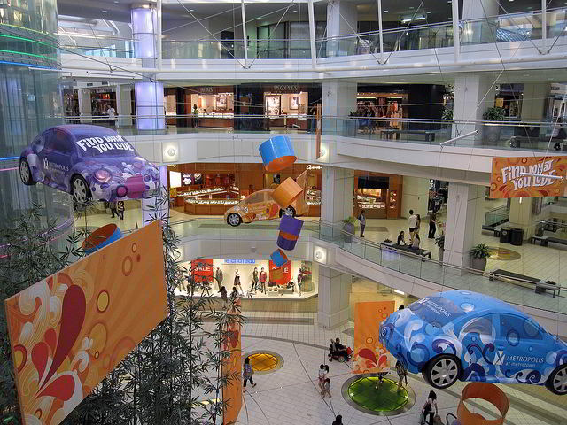 View of the multiple levels inside Metropolis at Metrotown