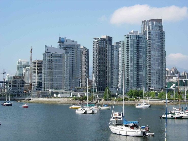 Yaletown High rise Apartments seen from False Creek