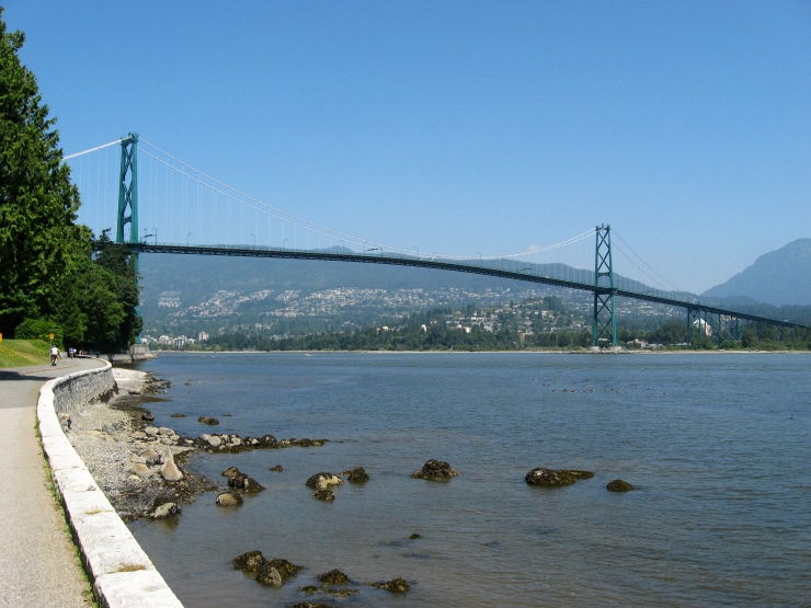 Stanley Park Seawall with Lions Gate Bridge in background