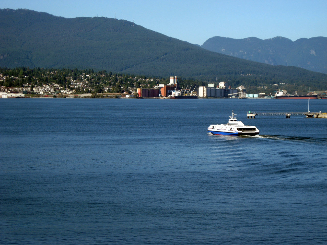 SeaBus crossing Burrard Inlet to Lonsdale Quay in North Vancouver