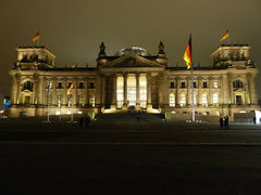 Reichstag building facade at night