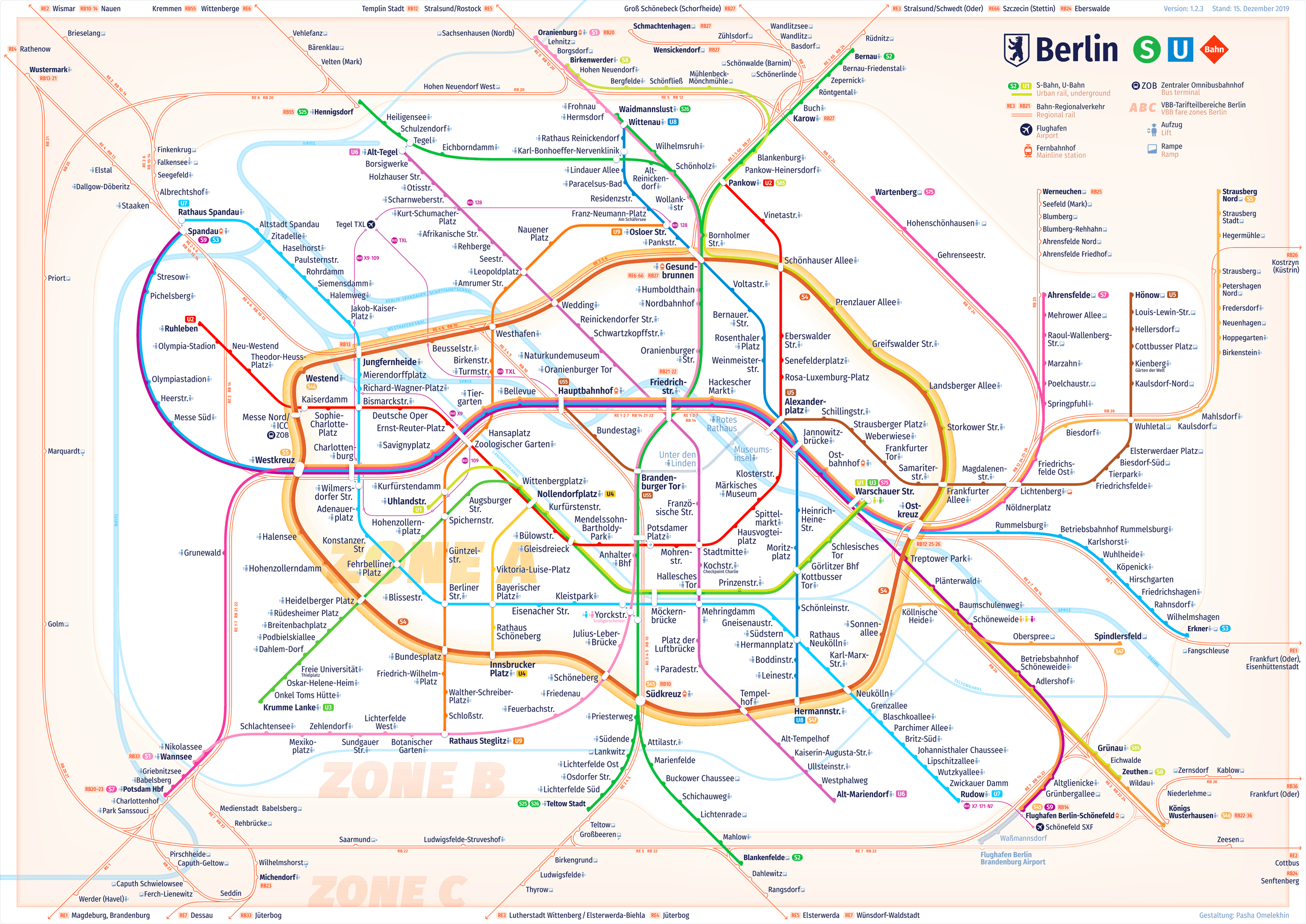 Berlin Metro Map with U-Bahn and S-Bahn