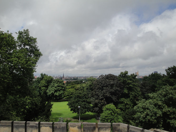 View from the base of the monument on top of Viktoriapark