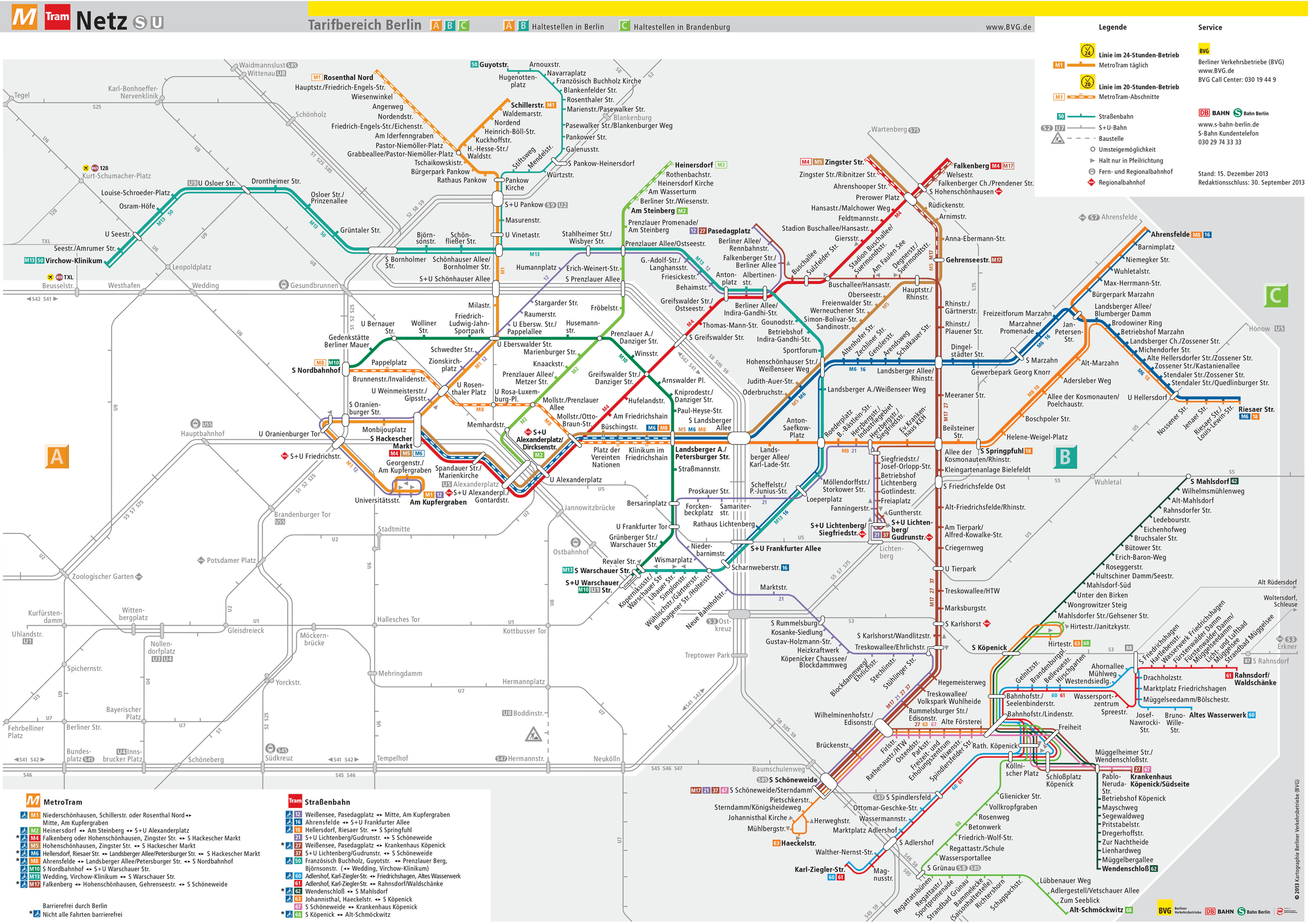 Berlin Metro Map with U-Bahn and S-Bahn