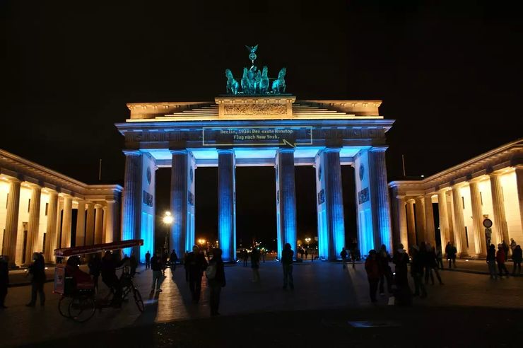 Brandenburg Gate lit up at night