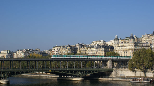 Metro crossing the River Seine in Paris