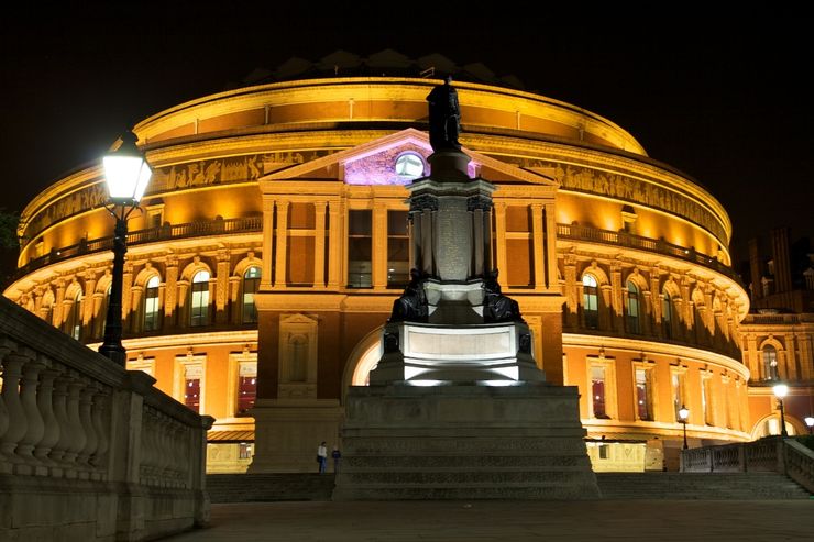 Outside Royal Albert Hall at night