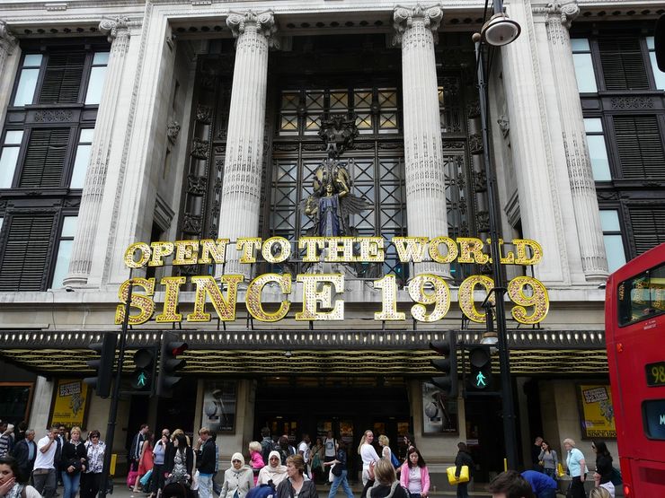 Entrance to Selfridges Flagship Store on Oxford Street