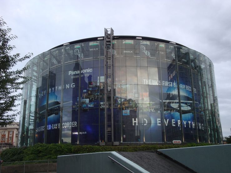 Glass exterior of the London BFI IMAX Theatre