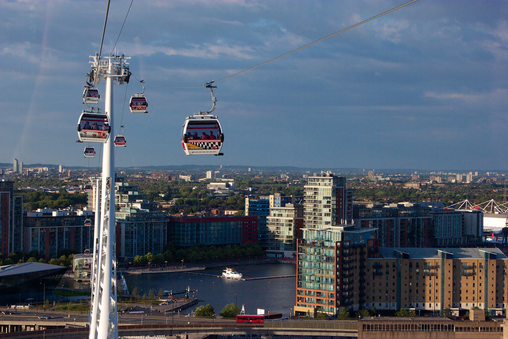 View of the Royal Victoria Docks from the Emirates Air Line London Cable Car