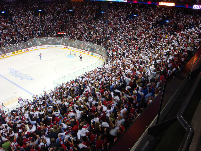 Fans going wild during a Montreal Canadiens Game at Bell Centre