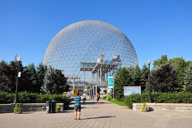 Approaching the entrance to the Montreal Biosphere