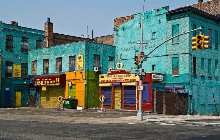 Bright Colors liven an otherwise delapidated neighourhood in the Bronx