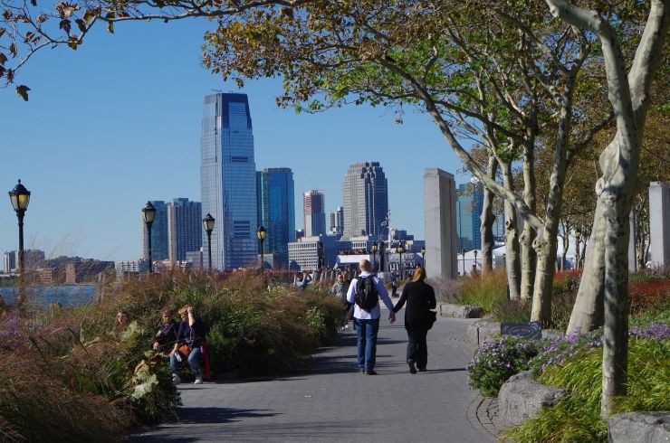 Enjoying a stroll in Battery Park