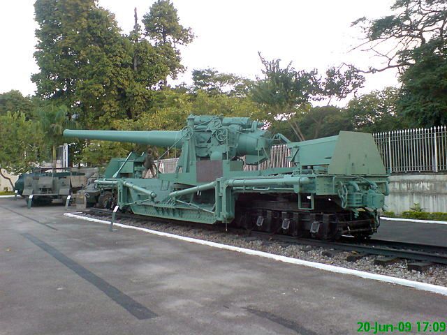 The only surviving Bethlehem Steel 177 railway gun bought in 1941 on display at Museu Militar Conde de Linhares in Rio de Janeiro