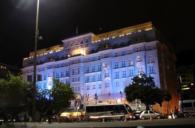 Copacabana Palace Hotel at night