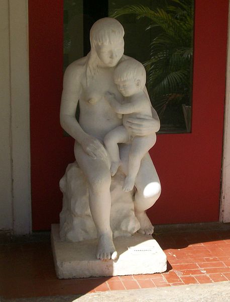 Statue of Indian mother and child at the Museu do Índio RJ