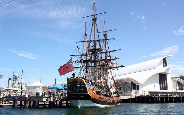 HMV Endeavour docked at the Australian National Maritime Museum