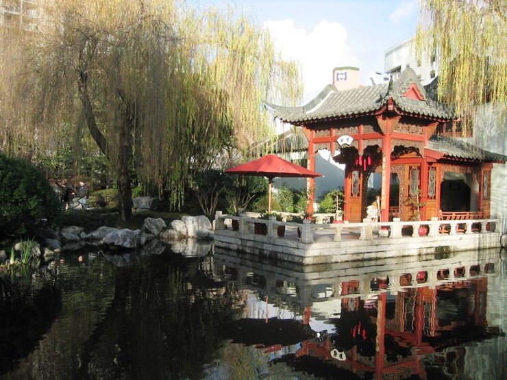 Architectural features accentuate the natural surroundings in Chinese Garden of Friendship