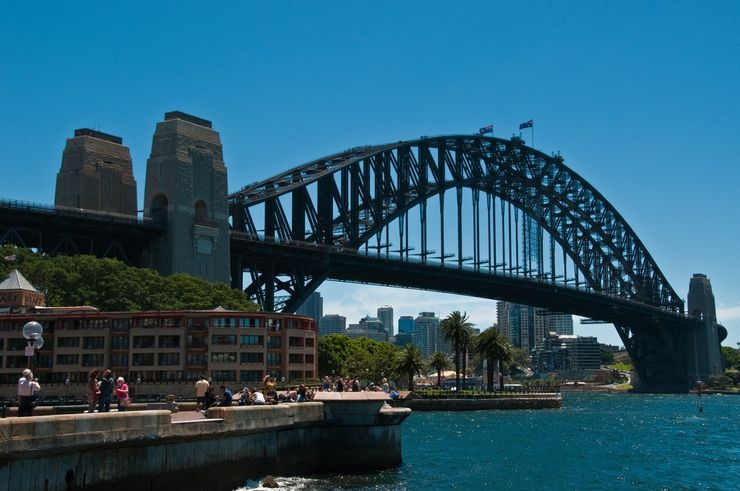 One of many views of Sydney Harbour Bridge you will enjoy during your walking tour
