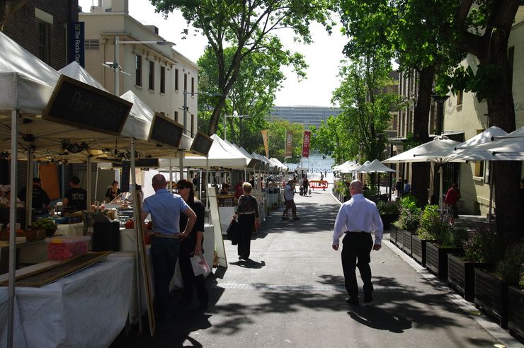 A street market in The Rocks