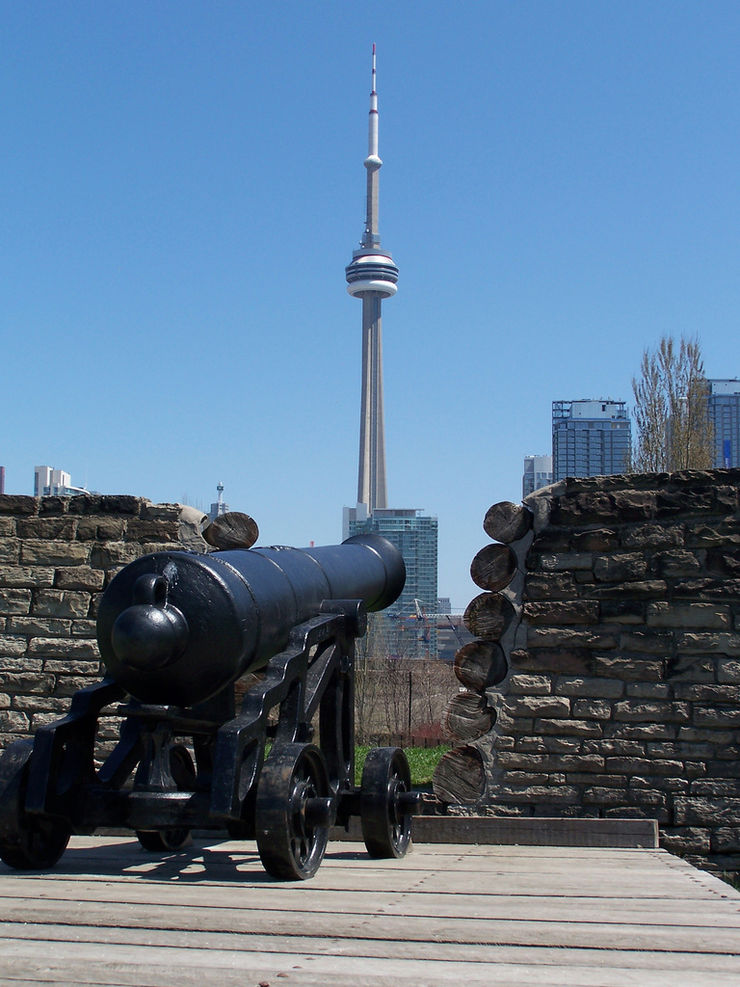 Fort York Cannon with CN Tower in the distance