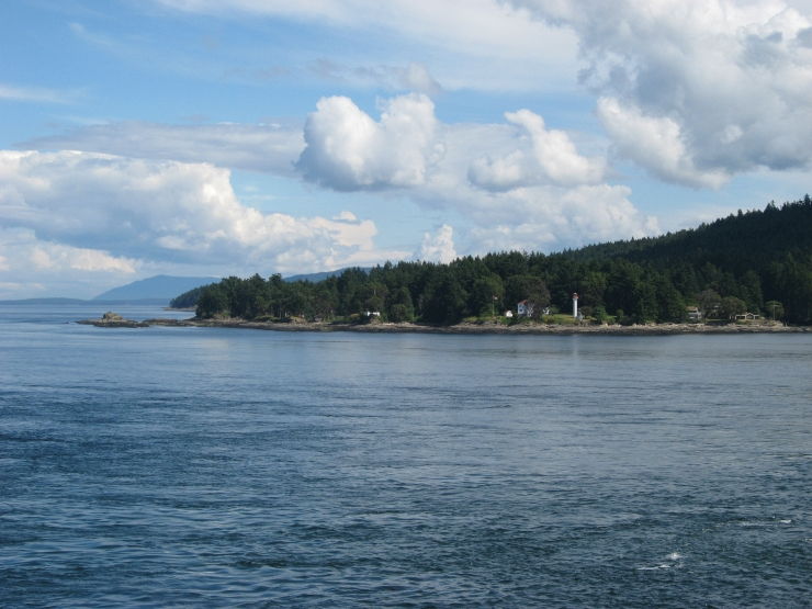 Passing by a lighthouse on one of the Gulf Islands