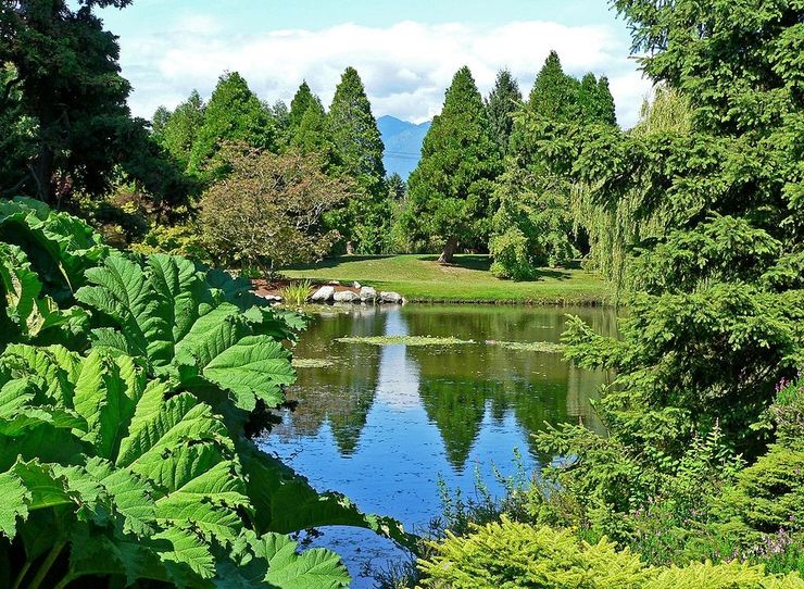 VanDusen Botanical Garden with North shore mountains in background